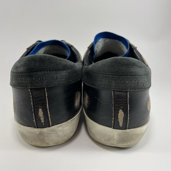 Golden Goose Superstar Brushed Black Leather Bluette Mens Size 42, US Size 9 - Picture 4 of 11